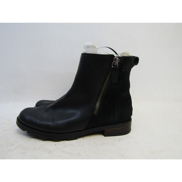 Sorel Womens Size 9.5 Black Suede Leather Zip Ankle Fashion Boots Bootie - Picture 1 of 12